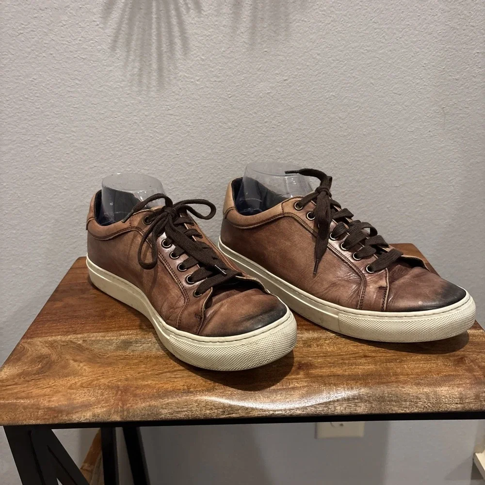 H.S. Trask Brown Lace Up Distressed‎ Leather Shoes Men's Size 10.5 Made in Italy